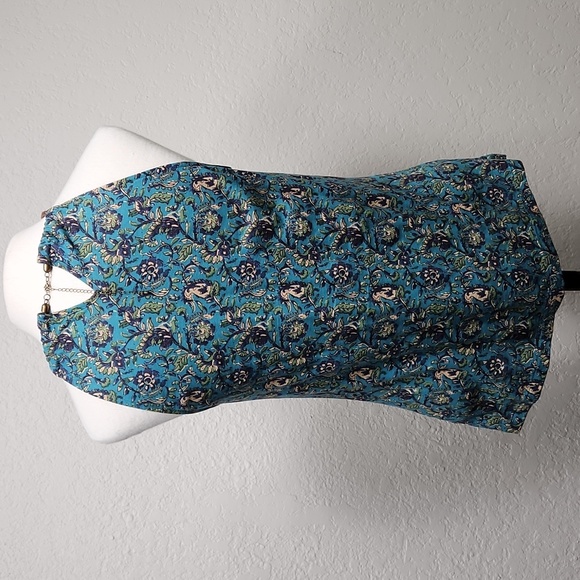 Chaps Multicolor Floral Print Halter w/Brown Rope Strap Clasp in Back Sz. M - Picture 4 of 8